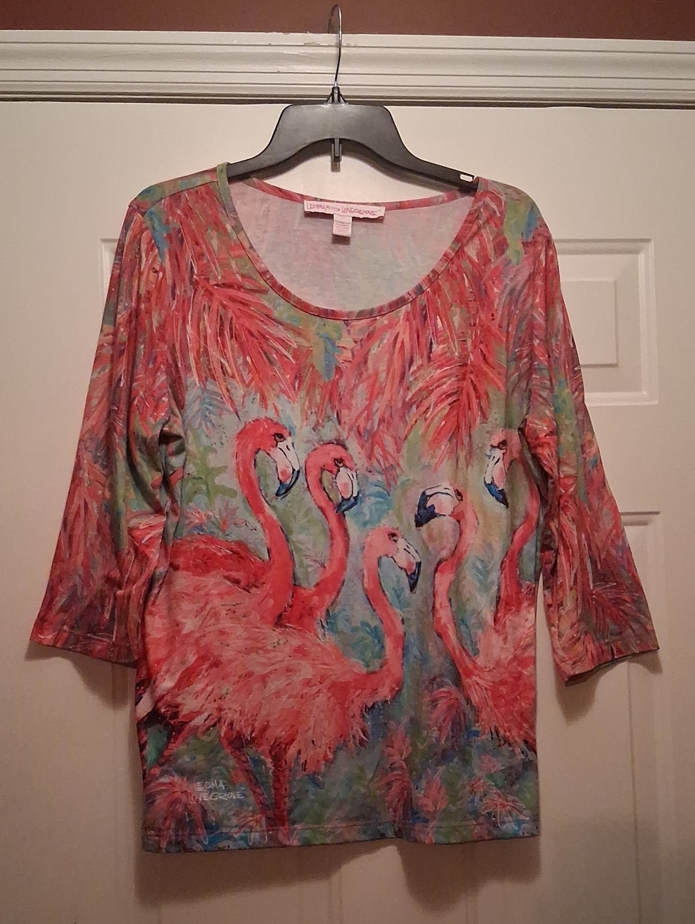 Loma Lovegrove Flamingo Print Tunic Pink & Green